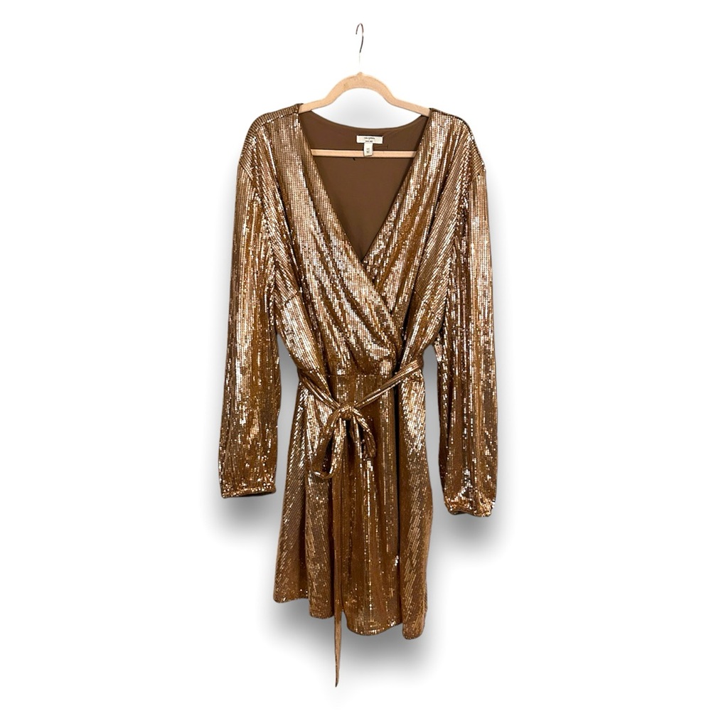 Nine West 3XL Plus Size Gold Sequin Party Dress